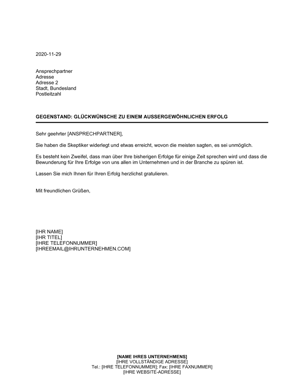 Business-in-a-Box's Glückwünsche zu einem außergewöhnlichen Erfolg