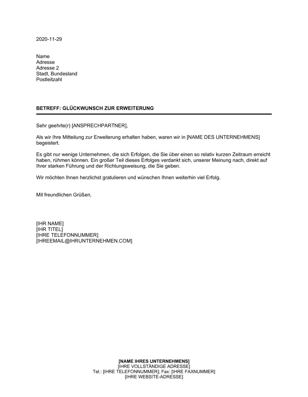Business-in-a-Box's Glückwünsche zur Erweiterung