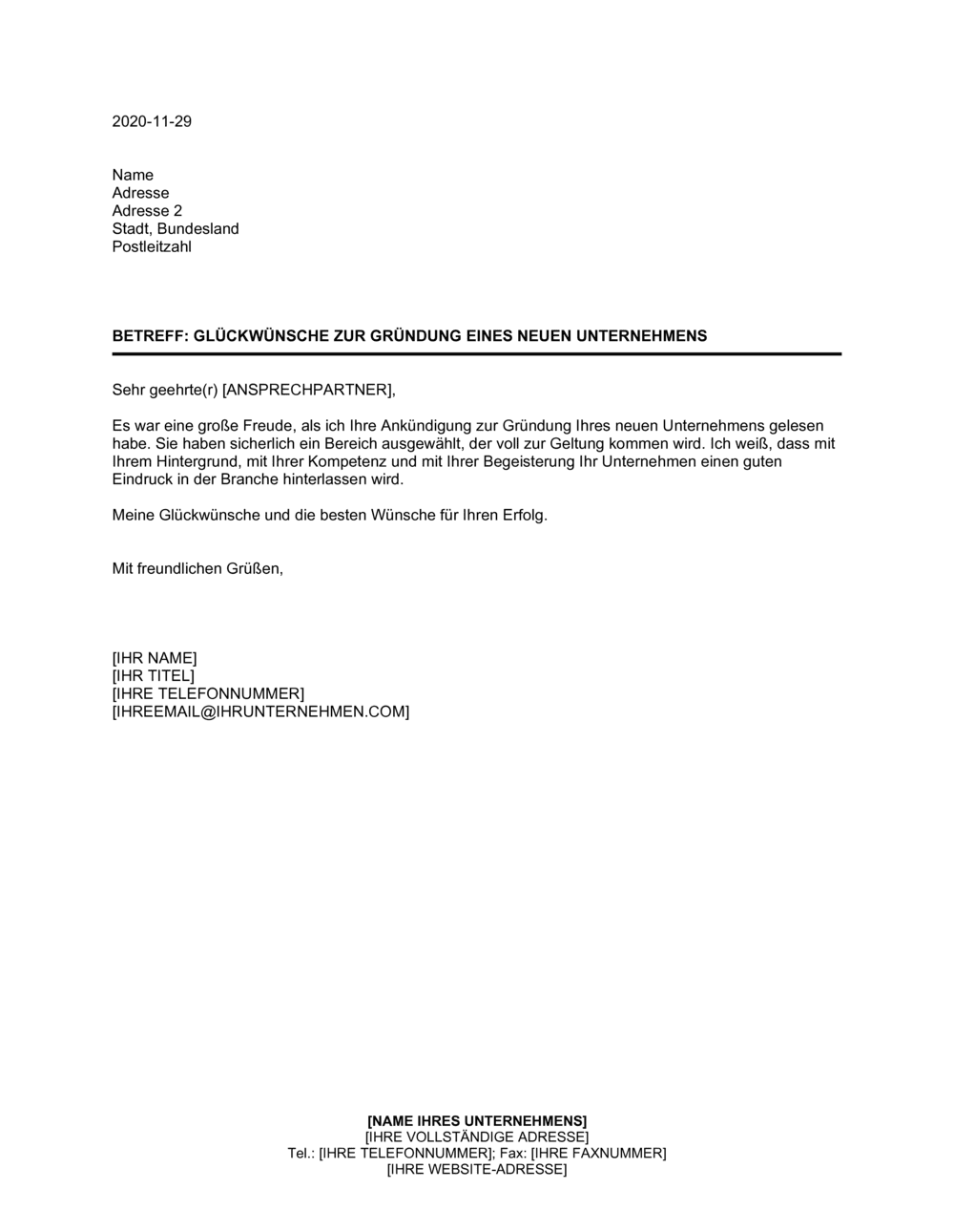 Business-in-a-Box's Glückwünsche zur Gründung eines neuen Unternehmens