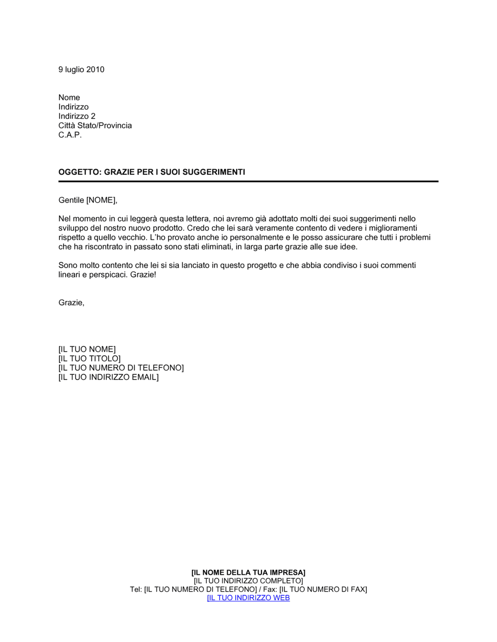 Business-in-a-Box's Grazie per i suoi suggerimenti