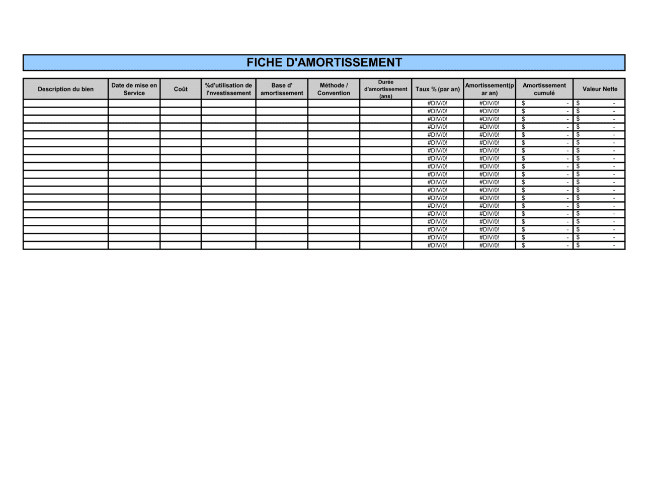 Business-in-a-Box's Grille d'amortissement