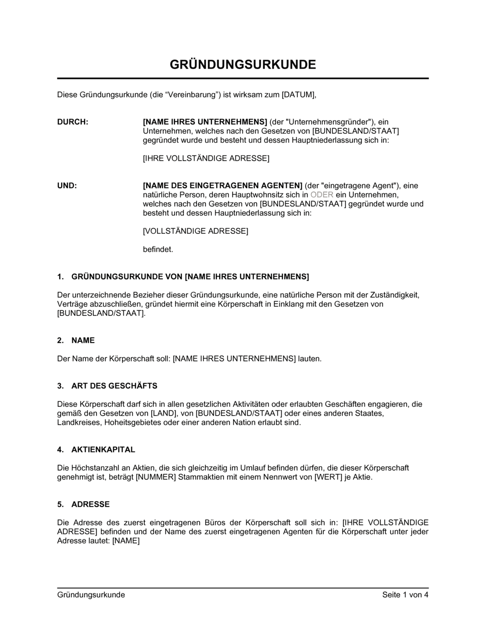 Business-in-a-Box's Gründungsurkunde