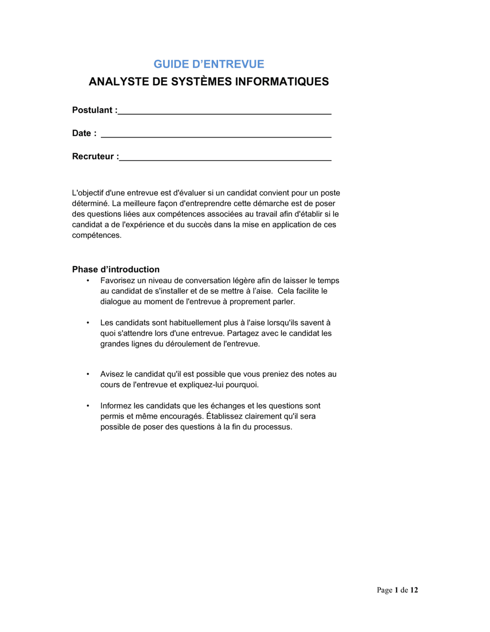 Business-in-a-Box's Guide d'entrevue Analyste de systèmes informatiques