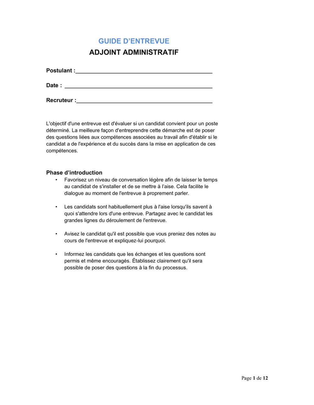 Business-in-a-Box's Guide d'entrevue Assistant administratif guide