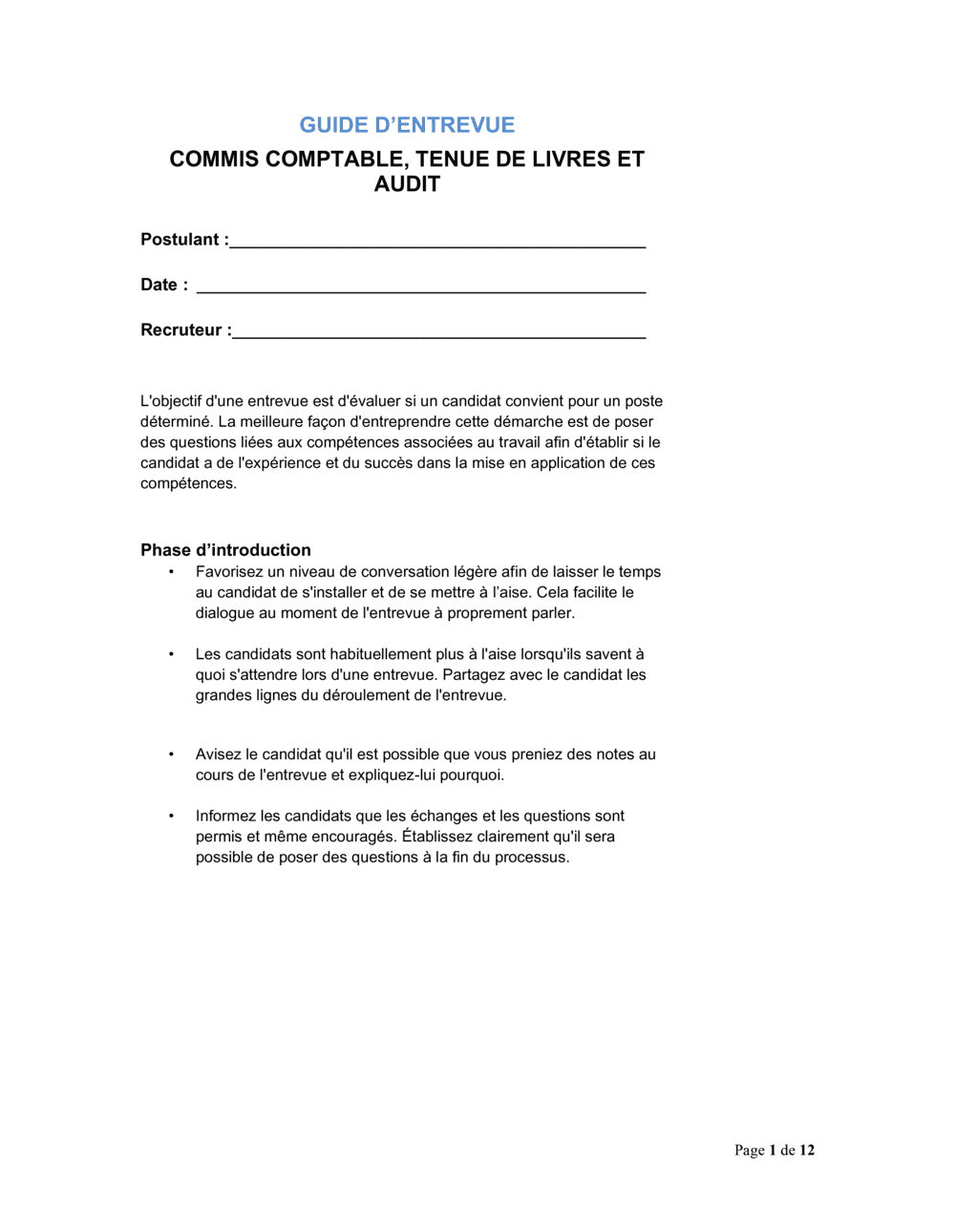 Business-in-a-Box's Guide d'entrevue Commis comptable_Tenue de livres