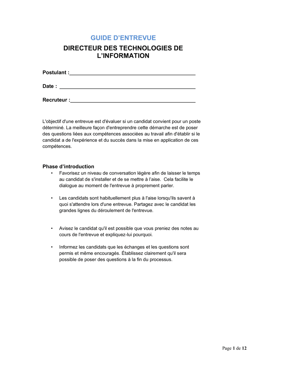 Business-in-a-Box's Guide d'entrevue Directeur des technologies de l'information