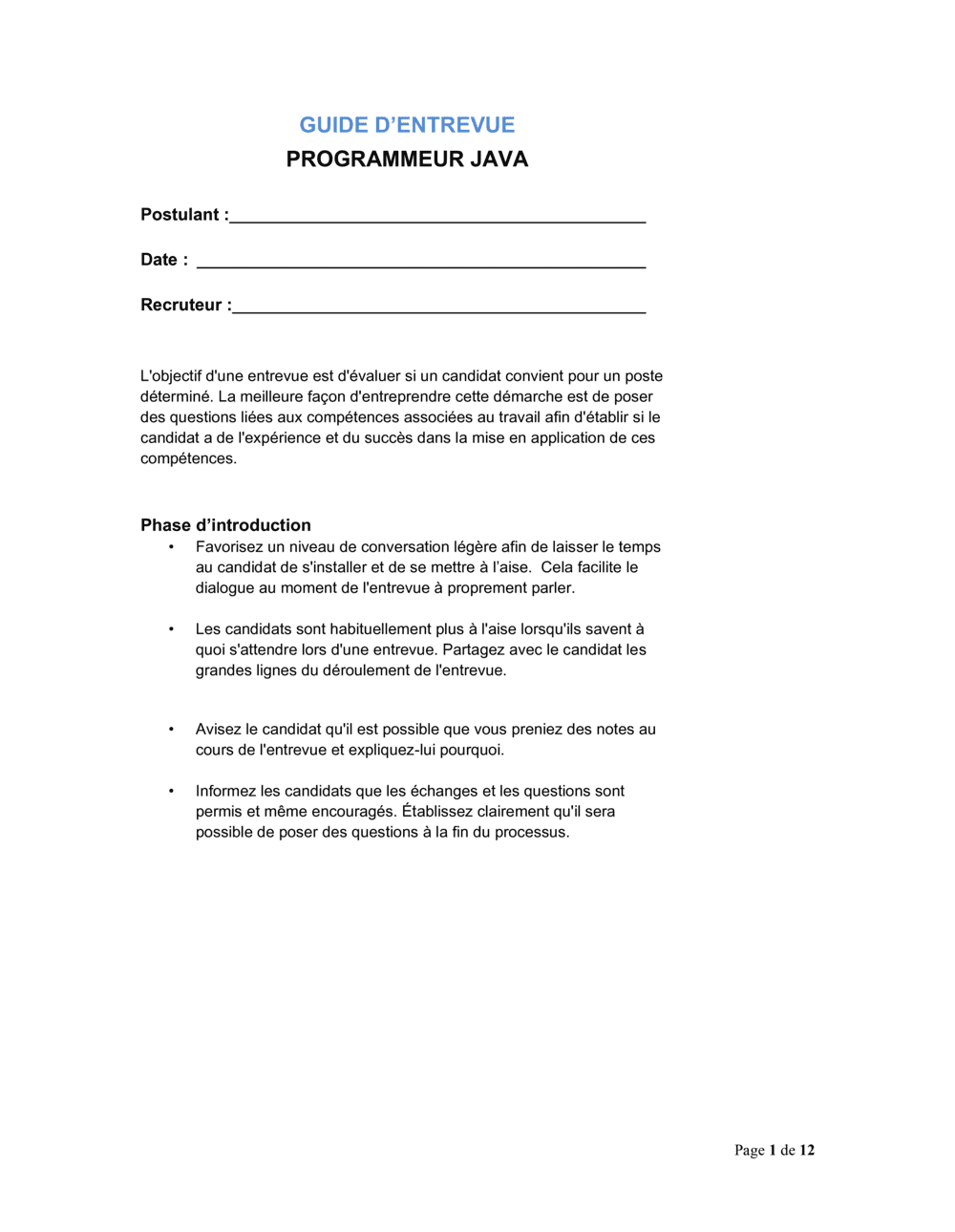 Business-in-a-Box's Guide d'entrevue Programmeur Java
