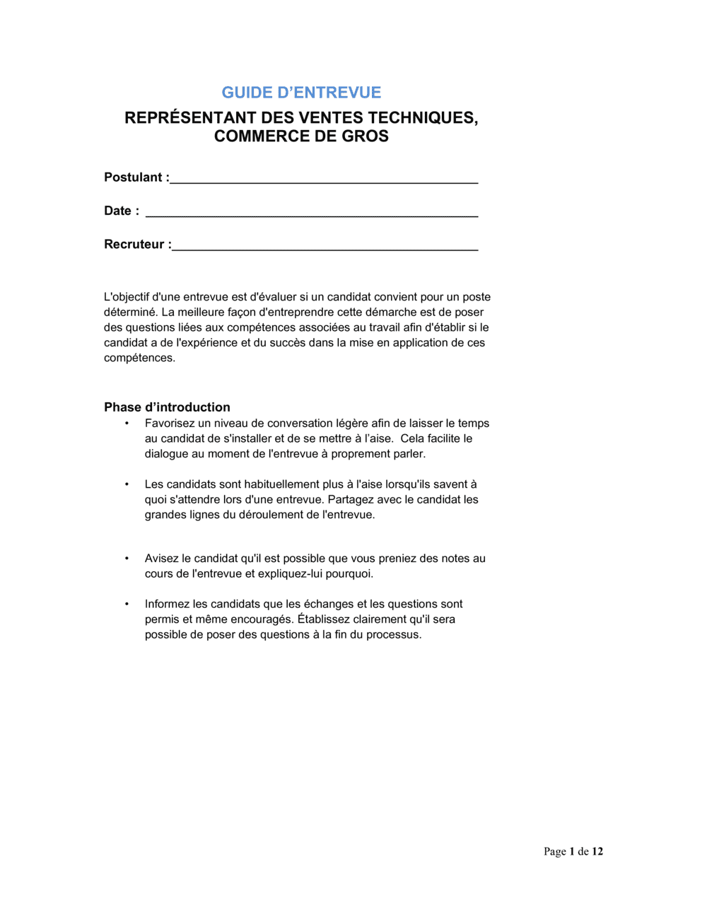 Business-in-a-Box's Guide d'entrevue Représentant des ventes (technique)_Commerce de gros