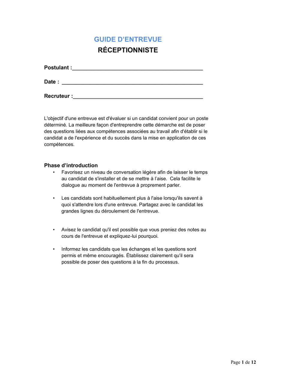 Business-in-a-Box's Guide d'entrevue Réceptionniste