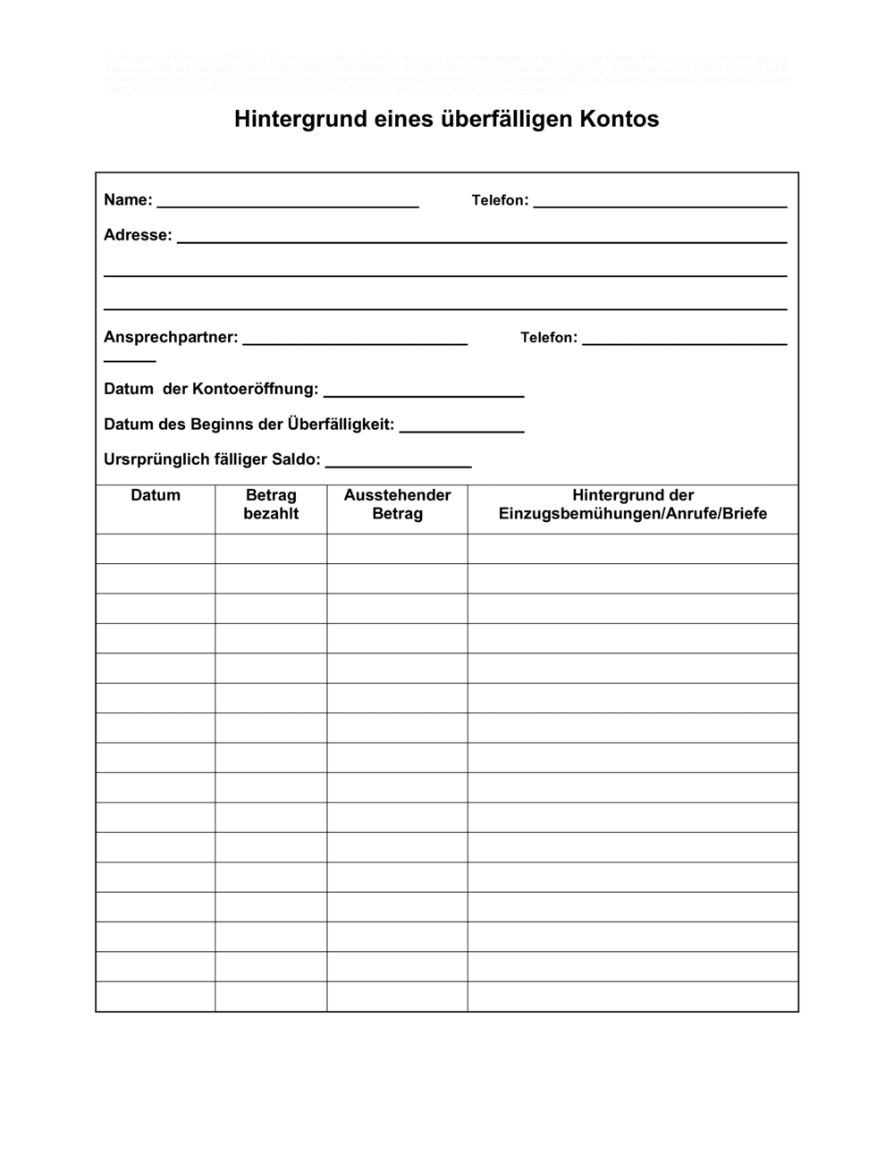 Business-in-a-Box's Hintergrund eines überfälligen Kontos