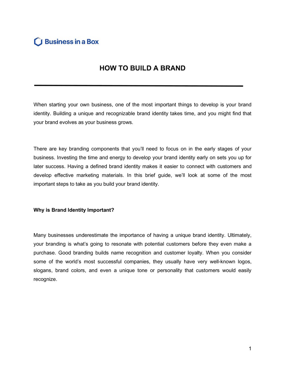 Business-in-a-Box's How To Build a Brand Template