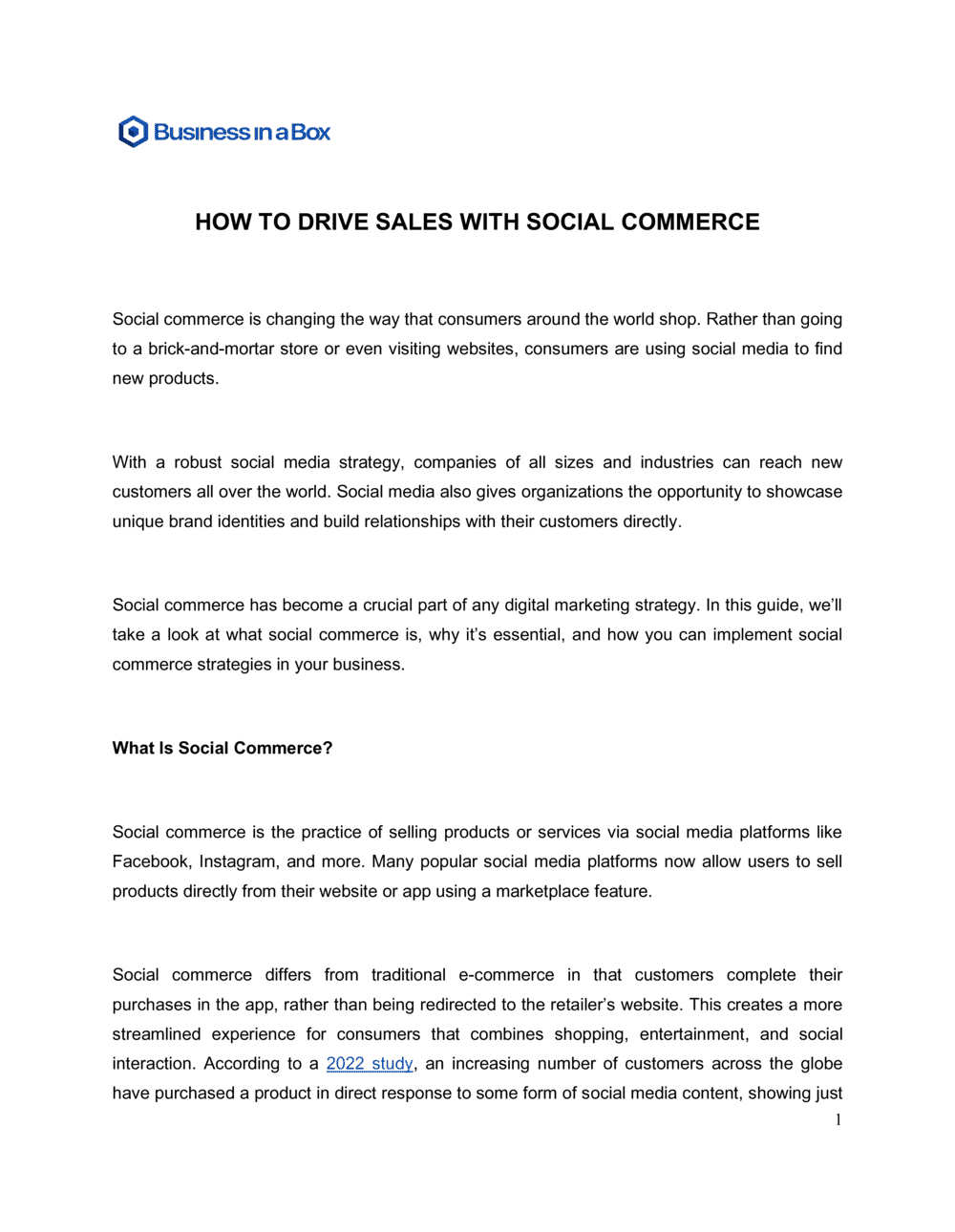 Business-in-a-Box's How To Drive Sales With Social Commerce Template