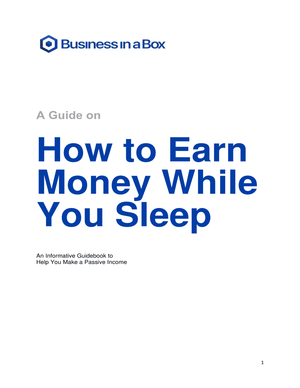 Business-in-a-Box's How To Earn Money While You Sleep Template