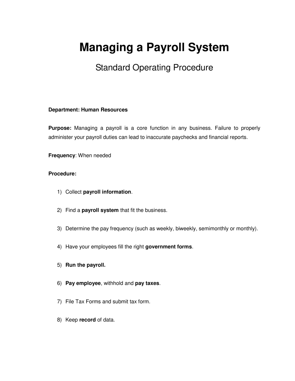 Business-in-a-Box's How to Manage a Payroll System Template