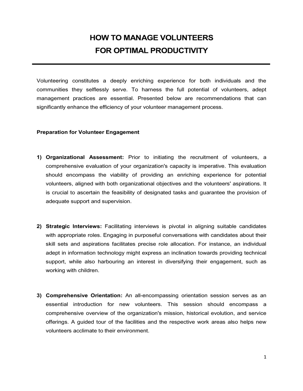 Business-in-a-Box's How To Manage Volunteers For Optimal Productivity Template