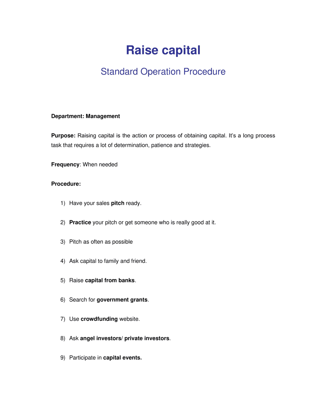 Business-in-a-Box's How to Raise Capital Template