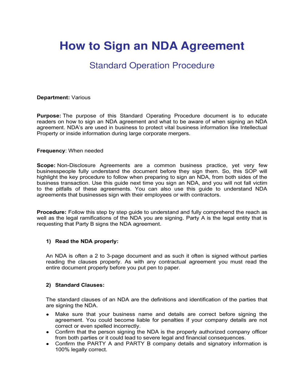 Business-in-a-Box's How to Sign an NDA Agreement Template