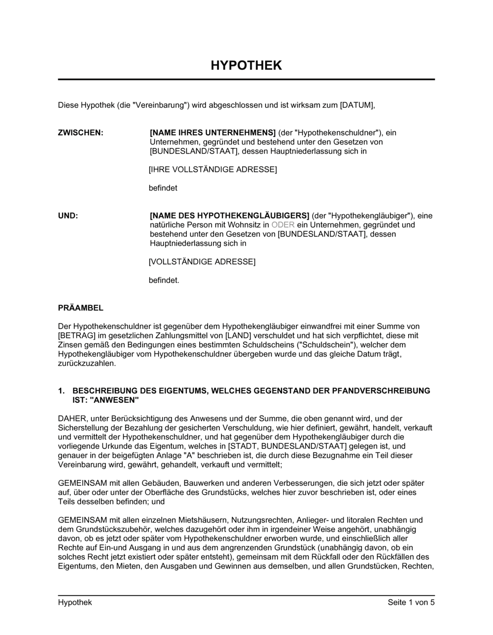 Business-in-a-Box's Hypothek