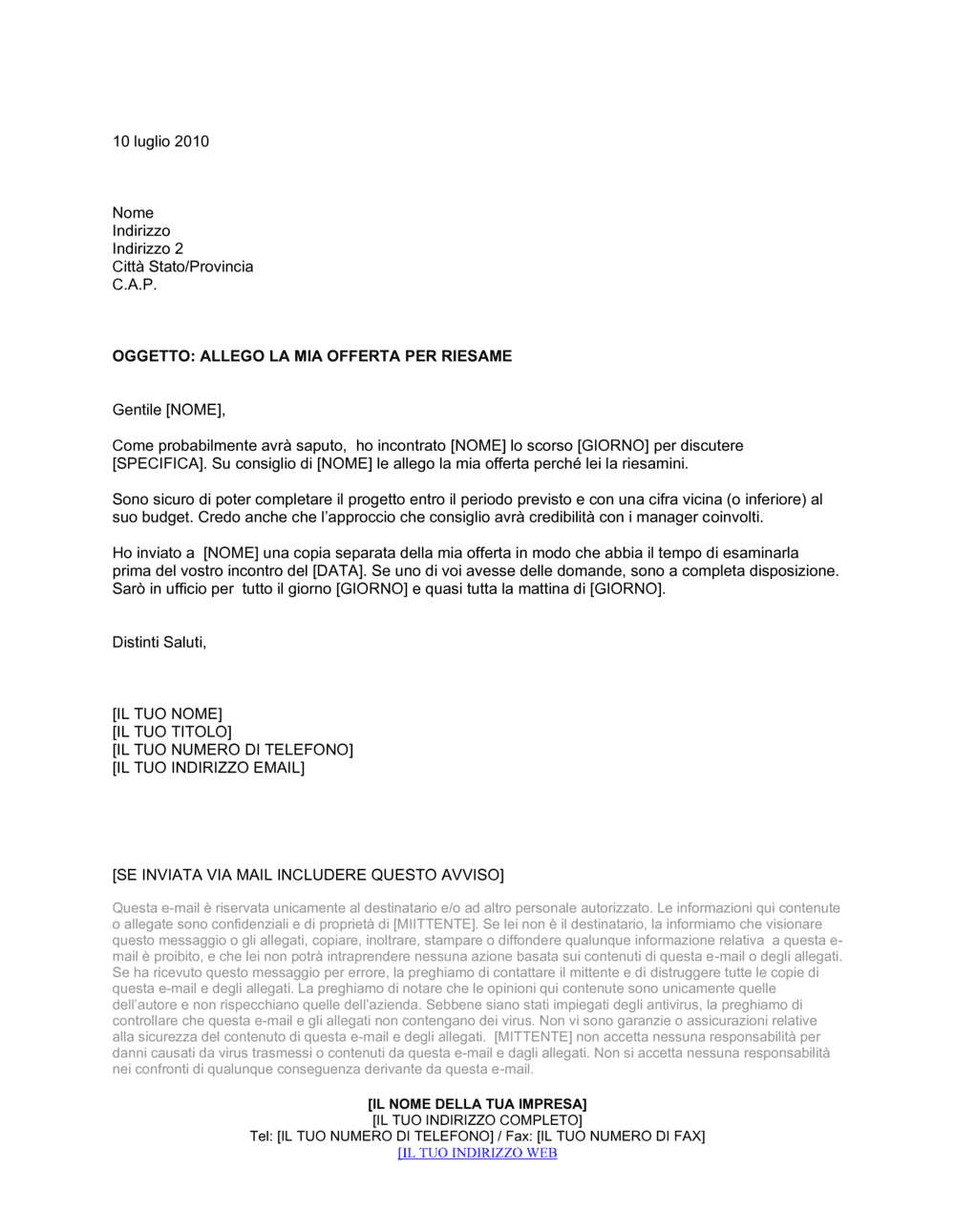 Business-in-a-Box's In allegato offerta per riesame