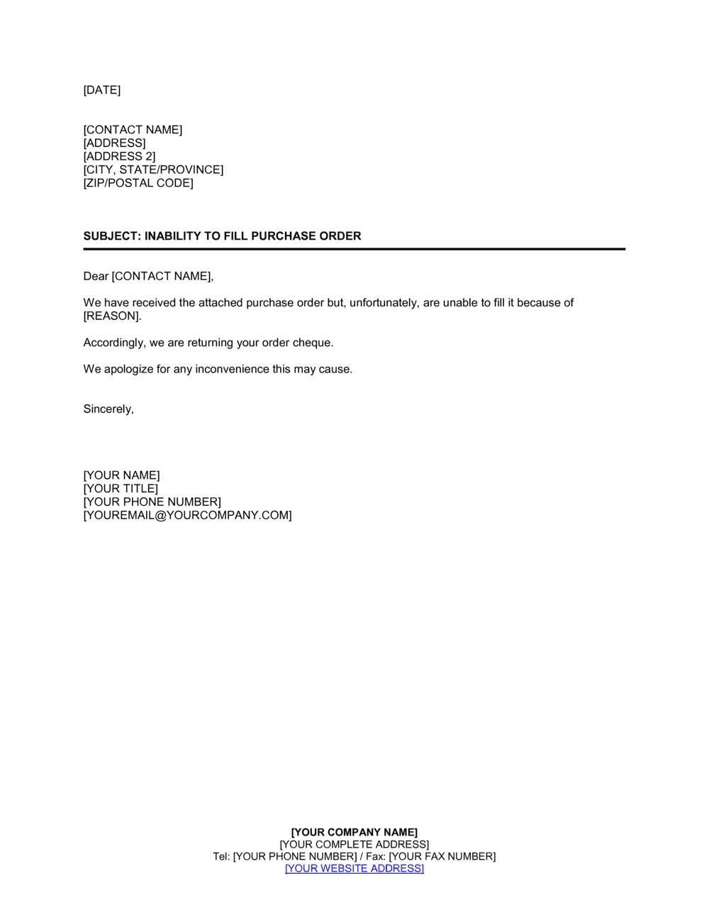 Business-in-a-Box's Inability to Fill Purchase Order Template