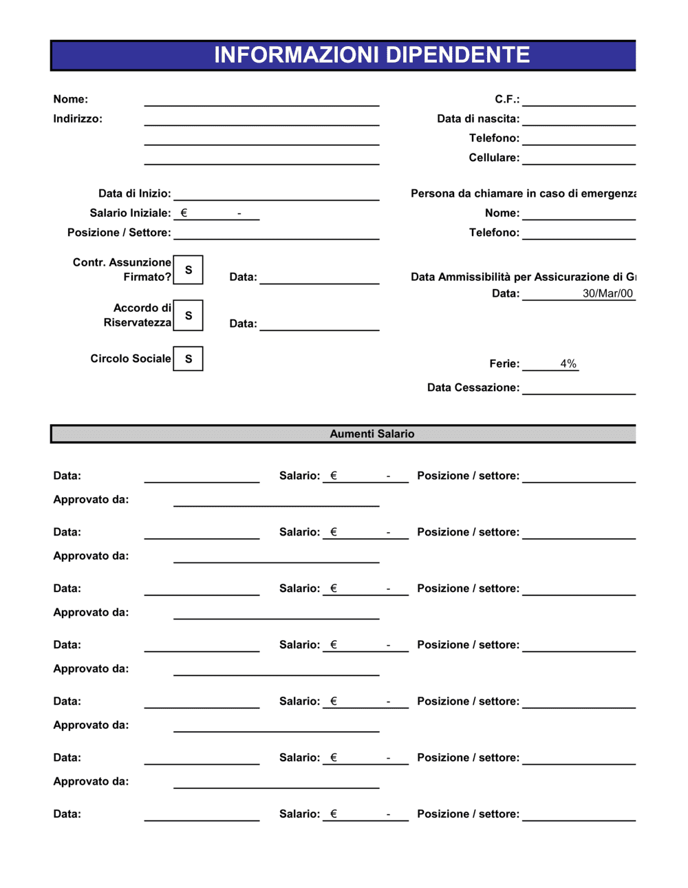 Business-in-a-Box's Informazioni dipendente