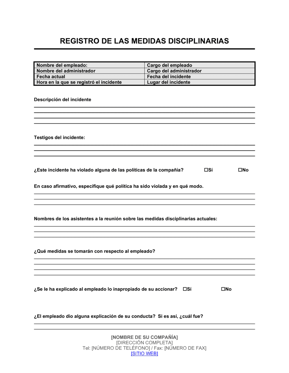 Business-in-a-Box's Informe de acción disciplinaria y cambios propuestos