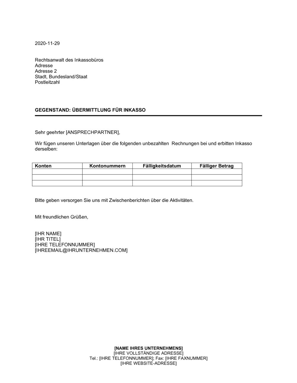 Business-in-a-Box's Inkasso