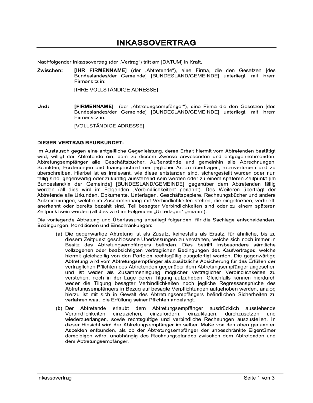 Business-in-a-Box's Inkassovertrag