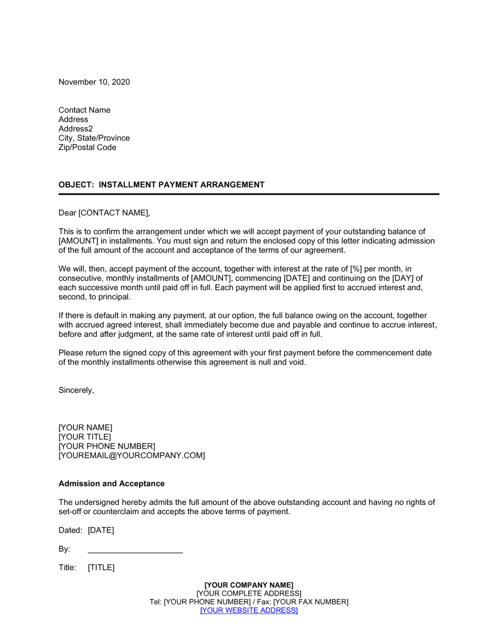 Letter Of Payment Agreement from templates.business-in-a-box.com