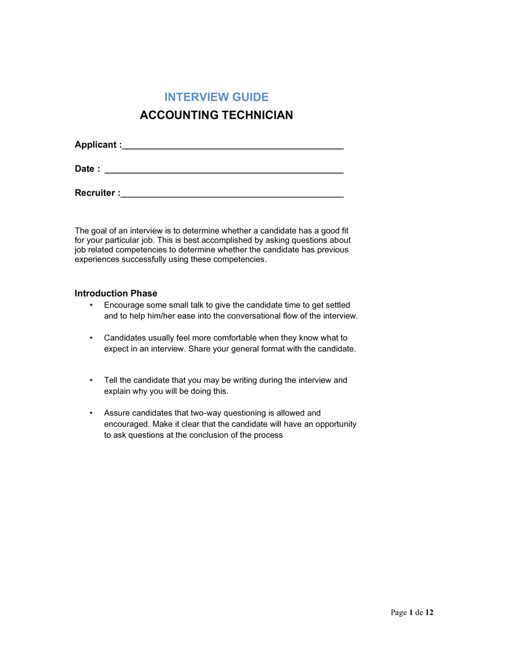 Business-in-a-Box's Interview Guide Accounting Technician Template