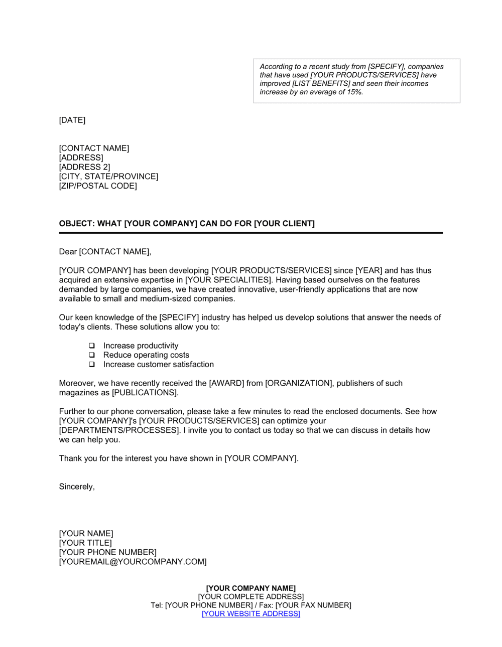A company letter for presentation Word Document