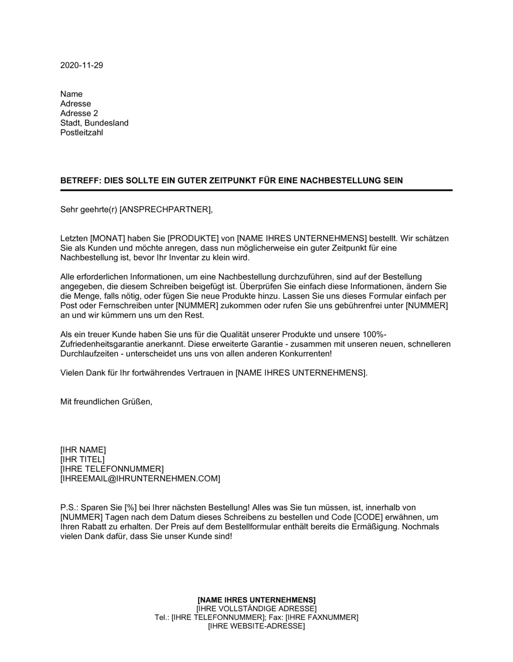 Business-in-a-Box's Jetzt ist ein guter Zeitpunkt für eine Nachbestellung