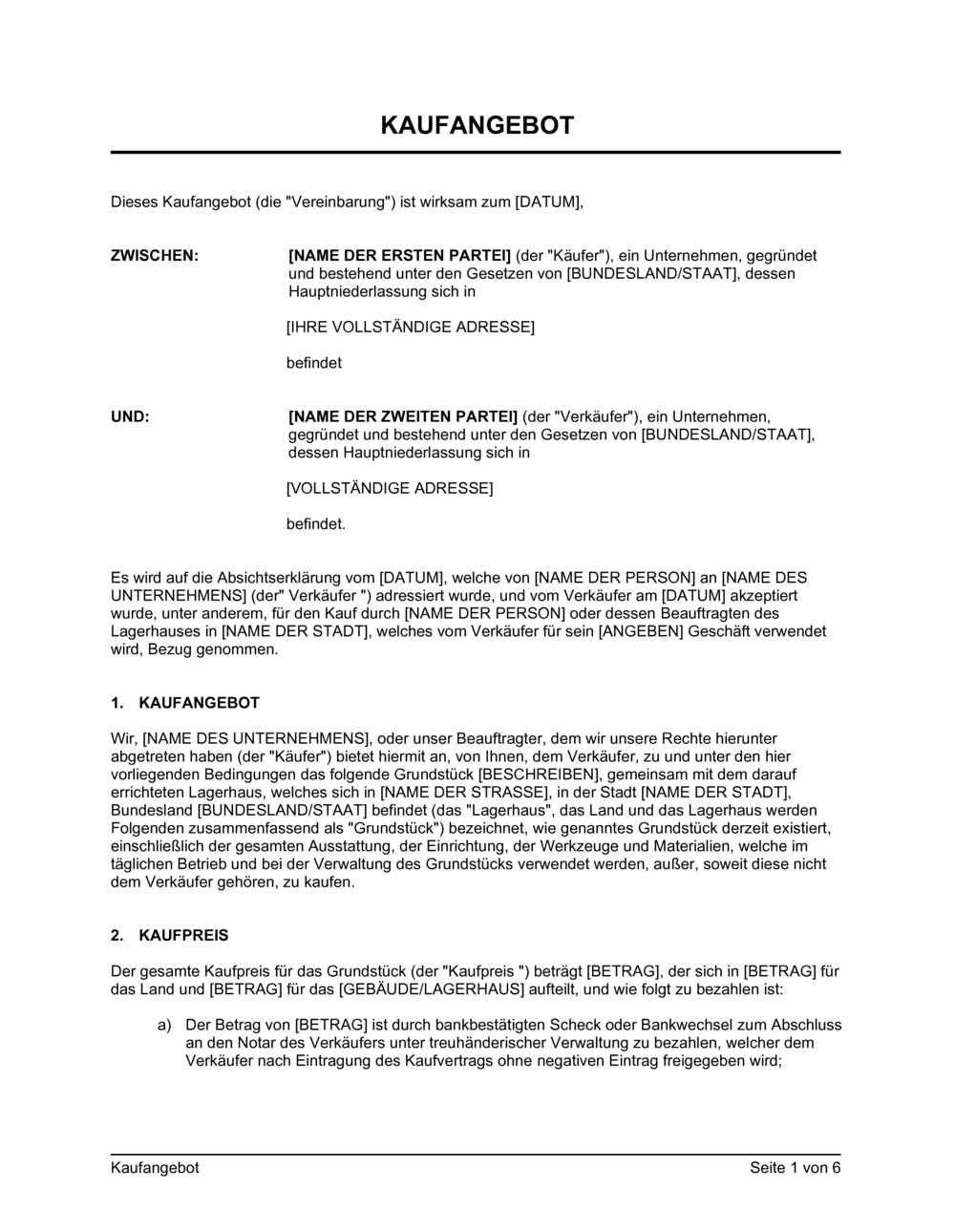 Business-in-a-Box's Kaufangebot von Immobilieneigentum