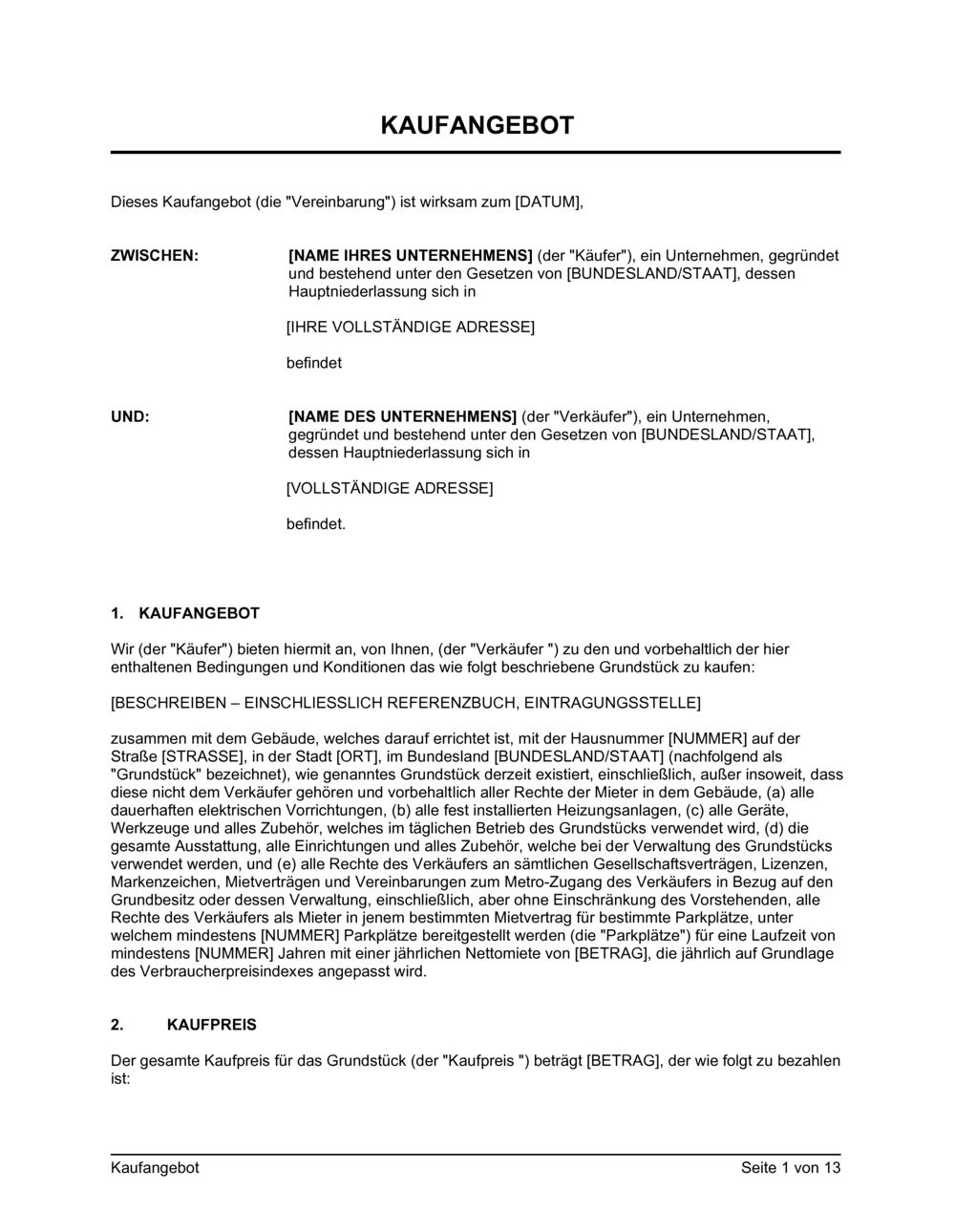 Business-in-a-Box's Kaufangebot Immobilieneigentum