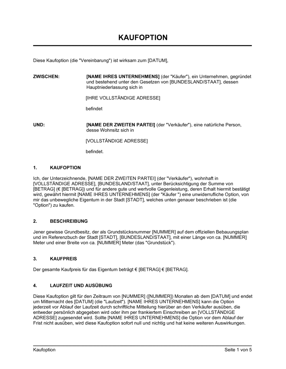 Business-in-a-Box's Kaufoption Immobilieneigentum