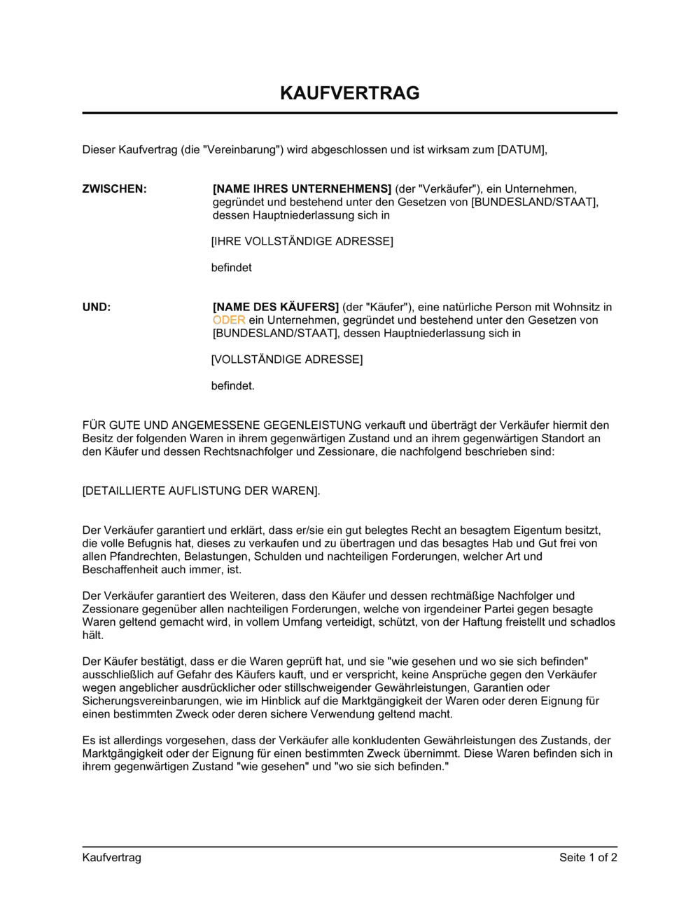 Business-in-a-Box's Kaufvertrag 1