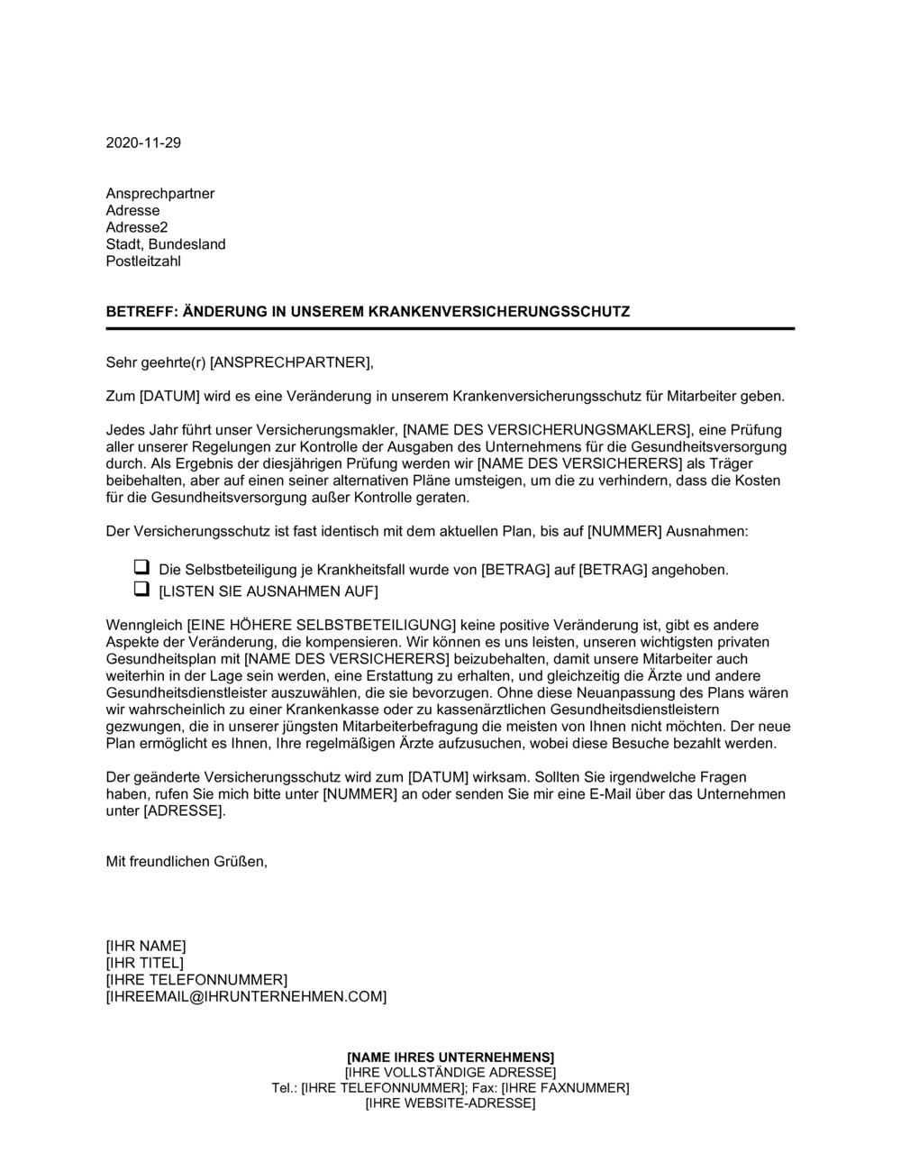 Business-in-a-Box's Krankenversicherungsschutz