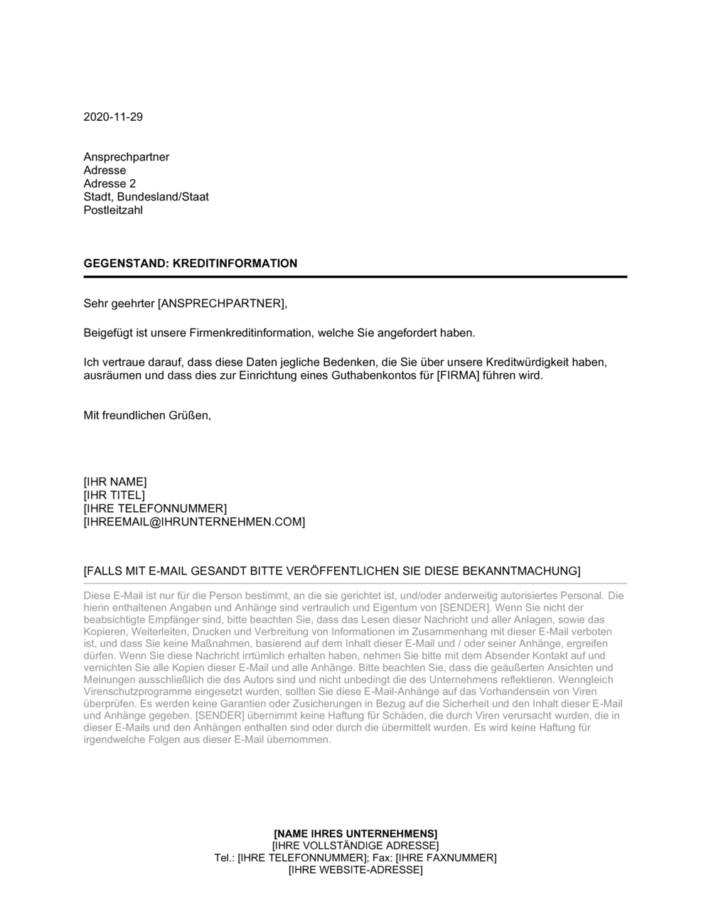 Business-in-a-Box's Kreditinformation