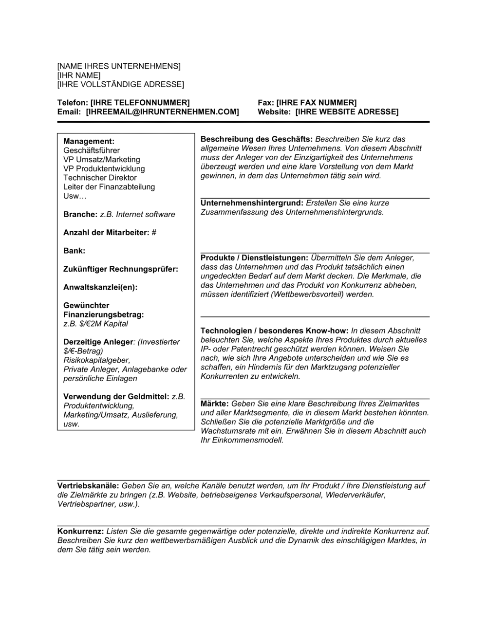 Business-in-a-Box's Kurzfassung