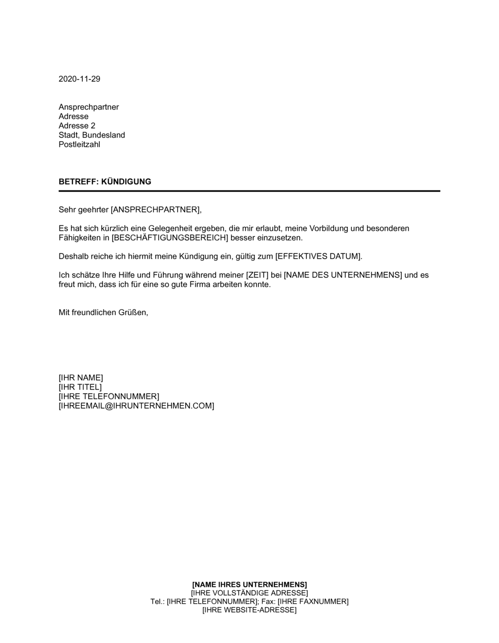 Business-in-a-Box's Kündigung