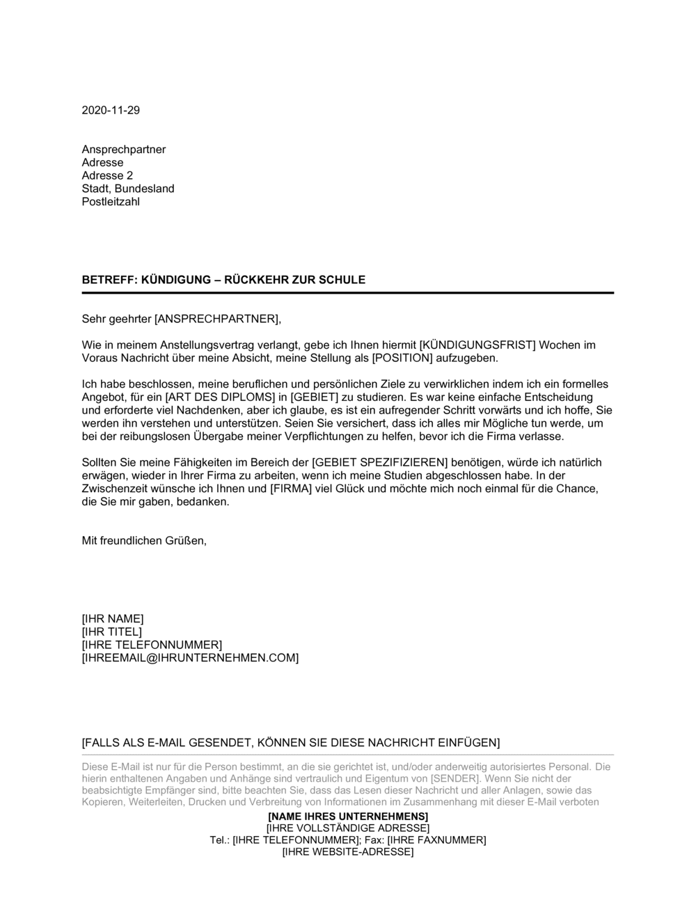 Business-in-a-Box's Kündigung Rückkehr zur Schule