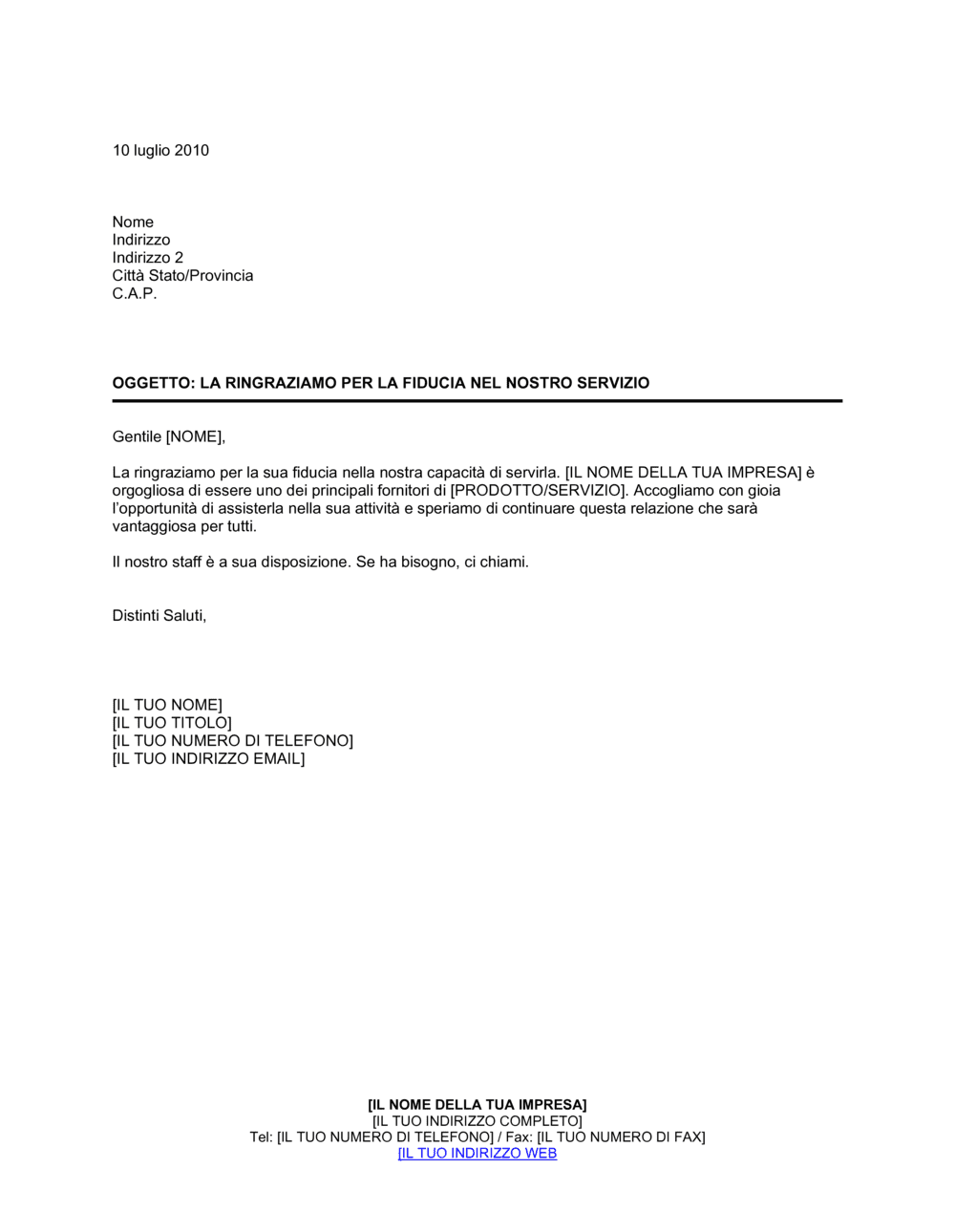 Business-in-a-Box's La ringraziamo per la fiducia nel nostro servizio