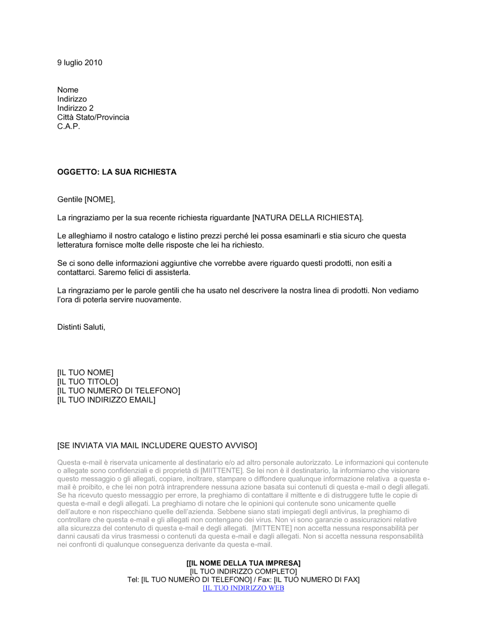 Business-in-a-Box's La sua richiesta