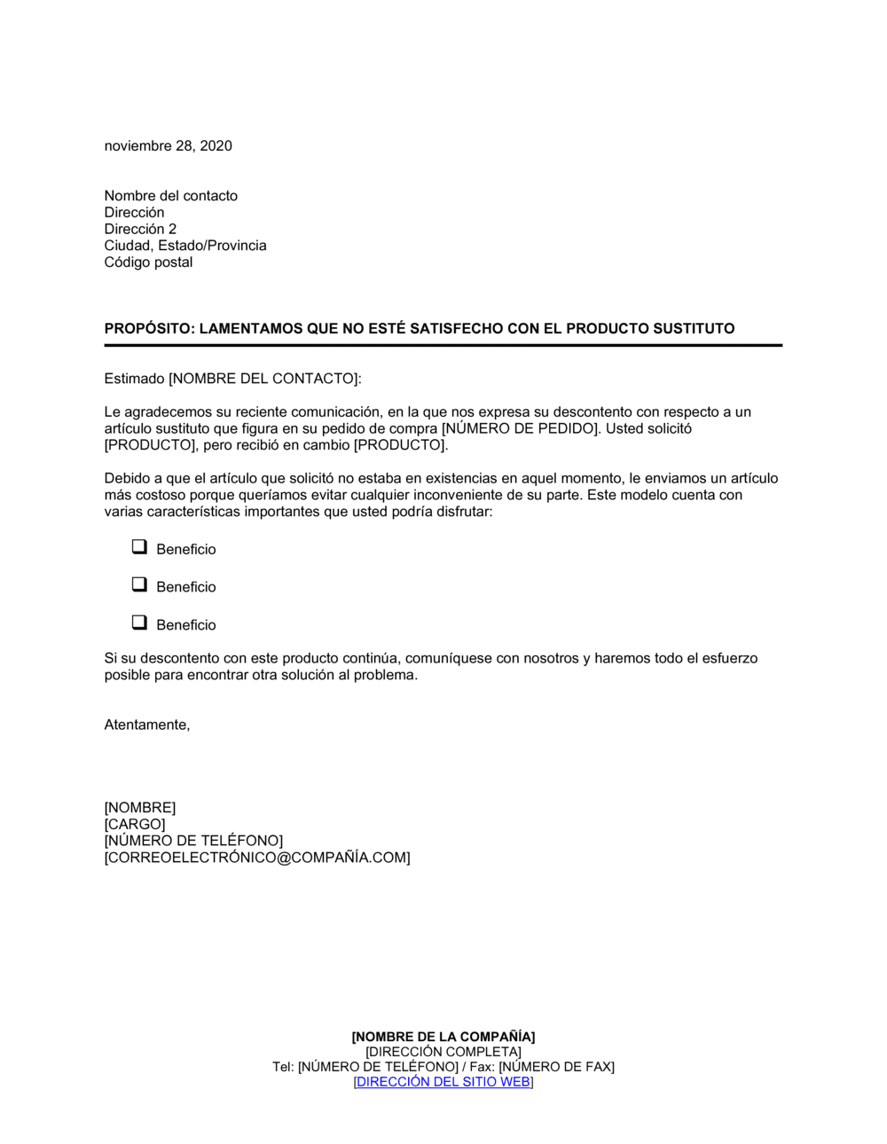 Business-in-a-Box's Lamento que el producto enviado no lo haya conformado