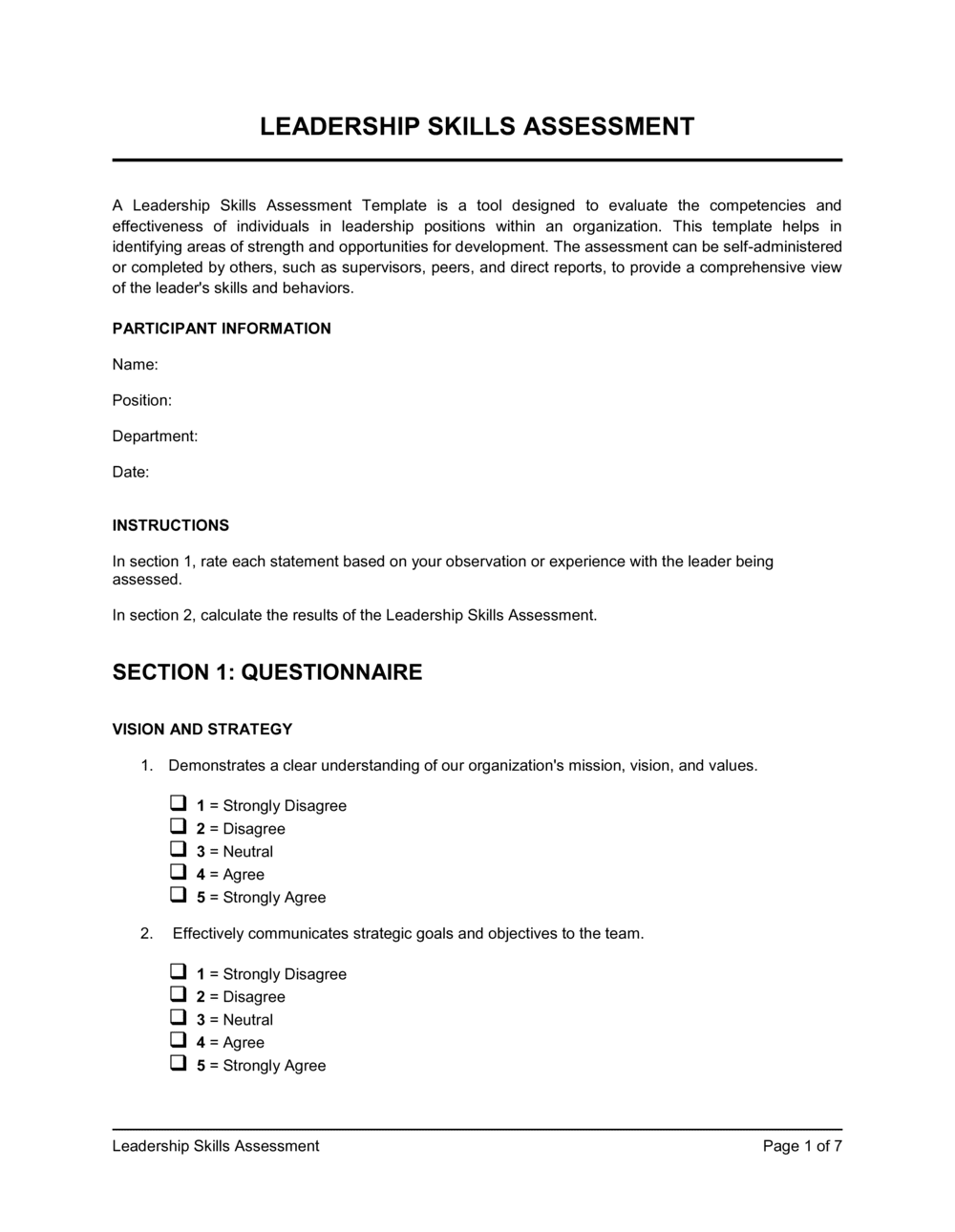 Business-in-a-Box's Leadership Skills Assessment Template