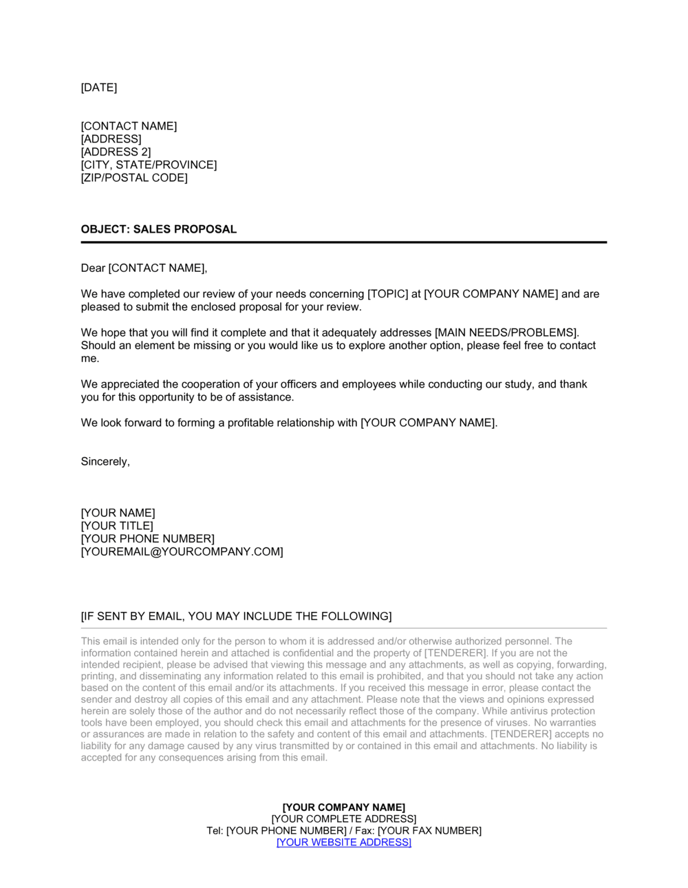 Email Template For Business Proposal