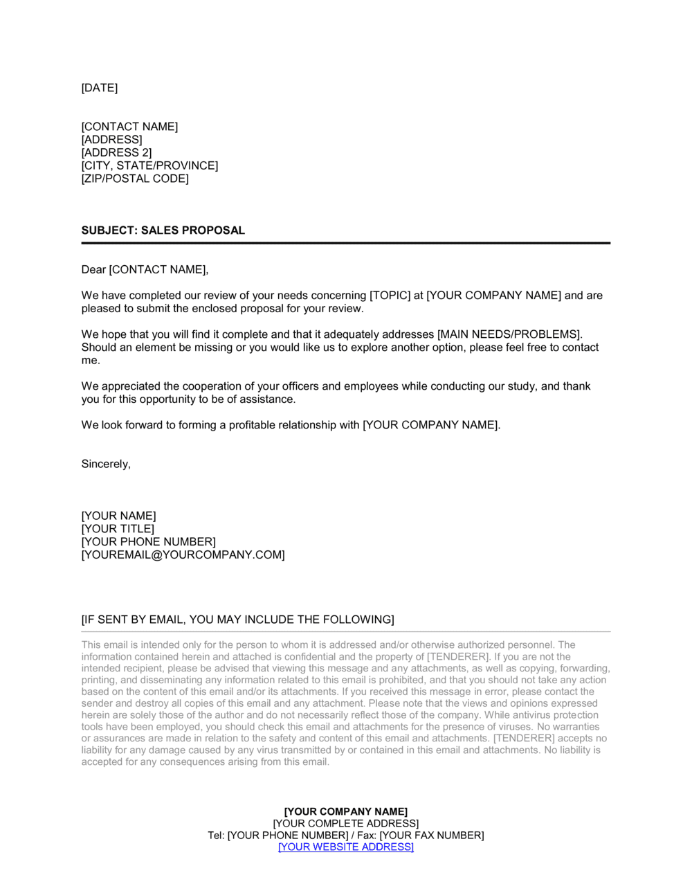 Letter Enclosing Proposal Long Template By Business In A Box