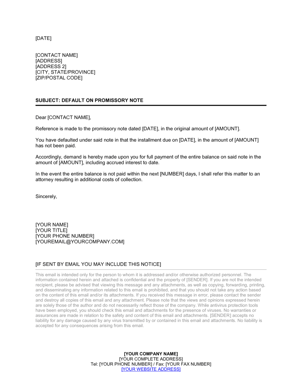 default notice letter template nirtgage