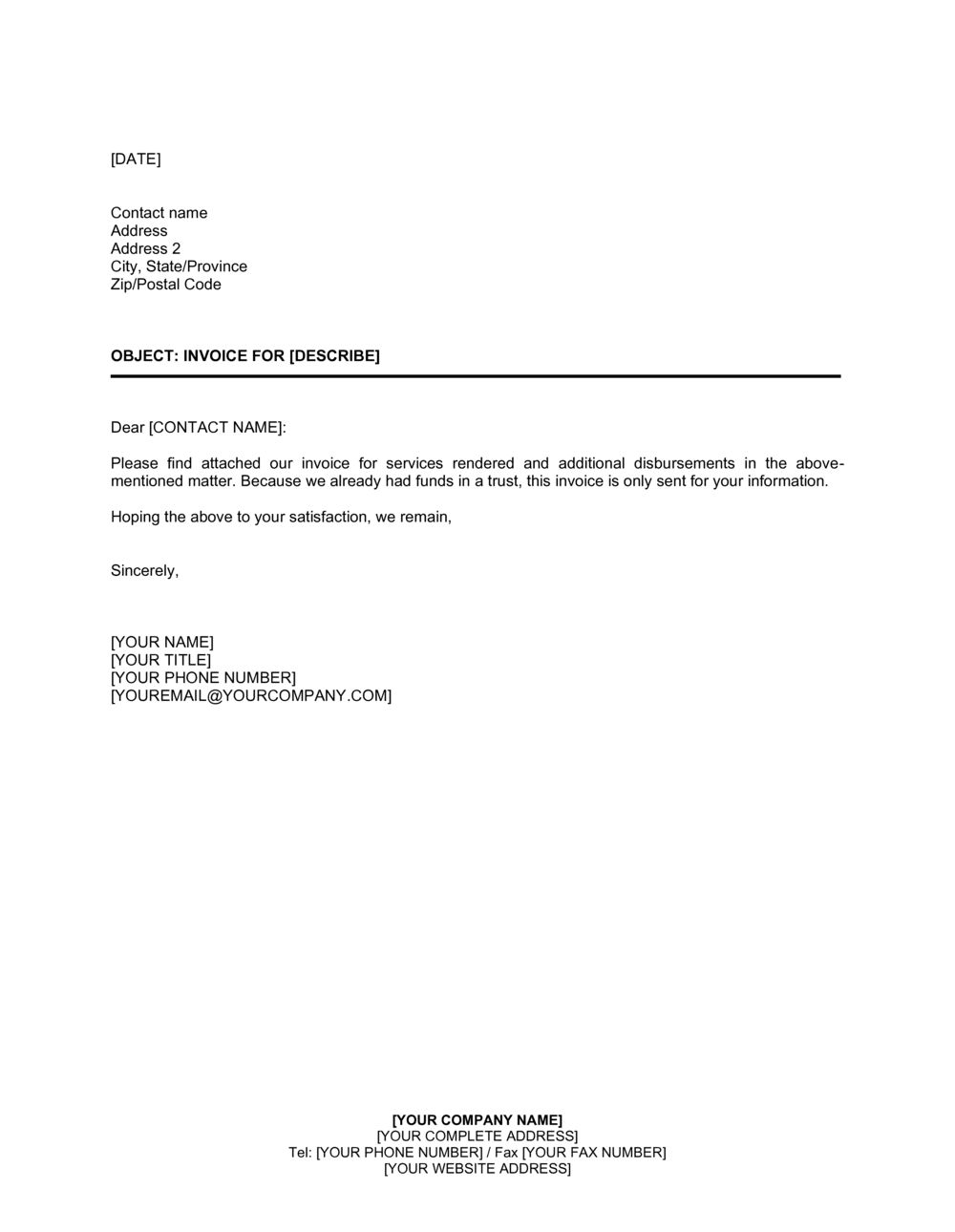 Letter to Customer Invoice Attached Template  by Business-in-a-Box™