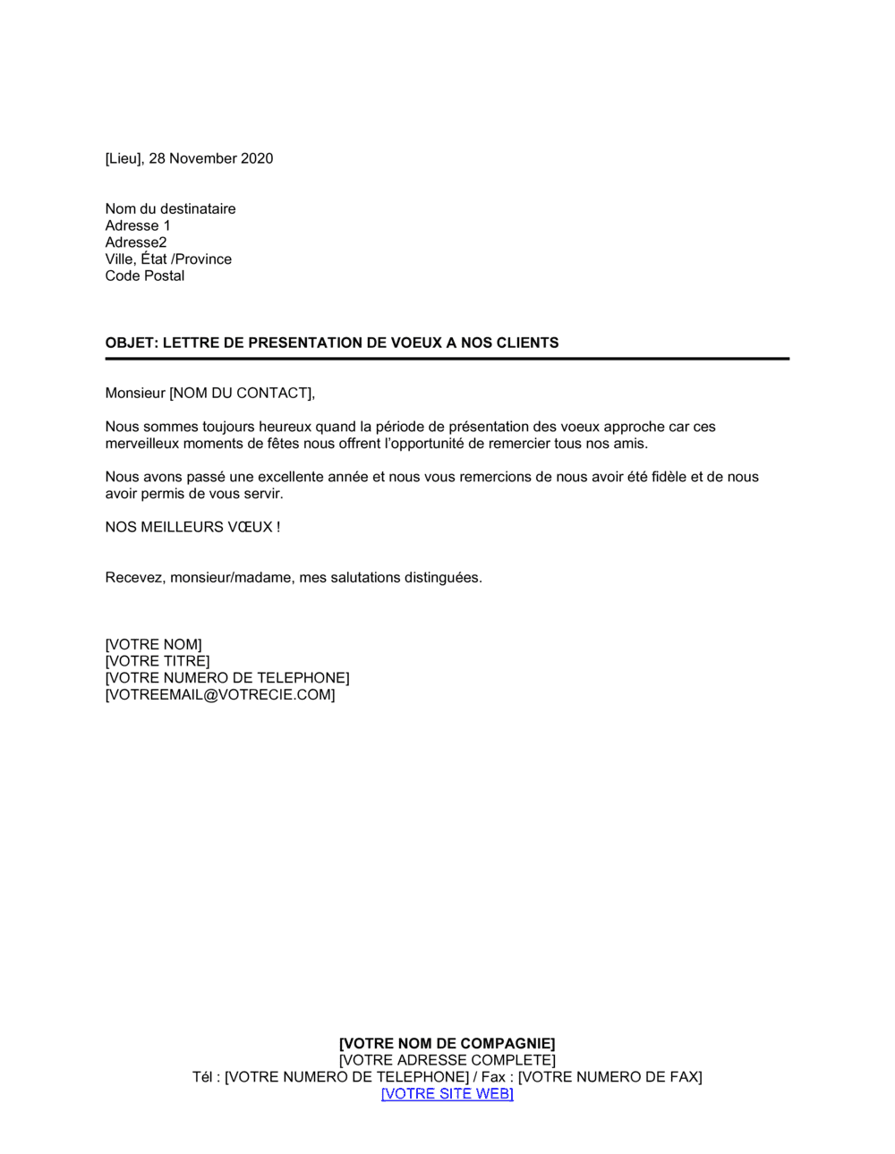 Business-in-a-Box's Lettre de remerciements et de voeux aux clients